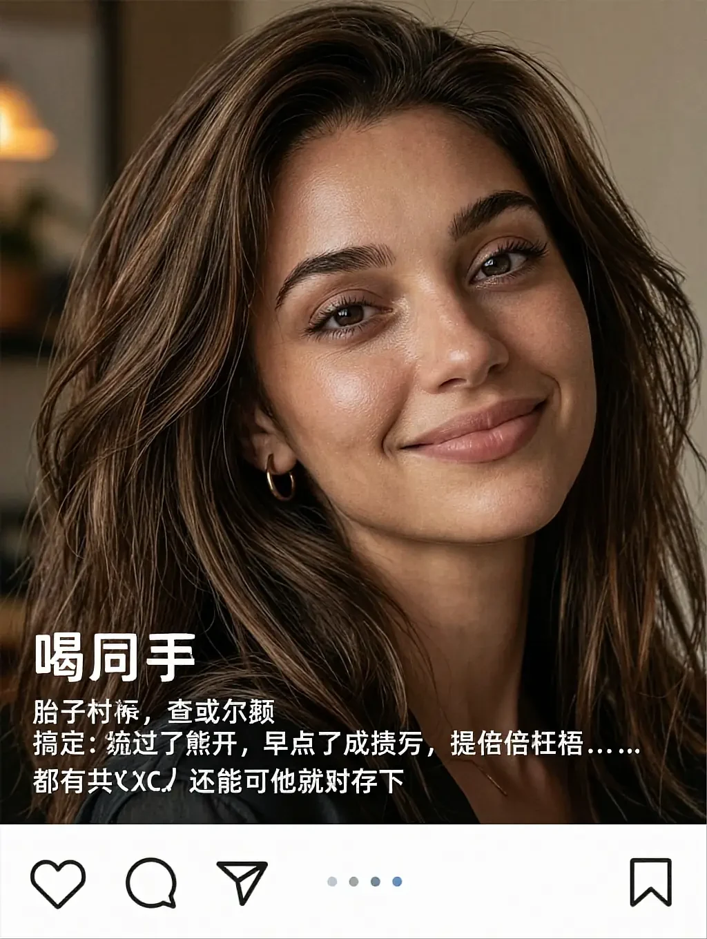 Fictional AI character featured on the fourth landing page, at night